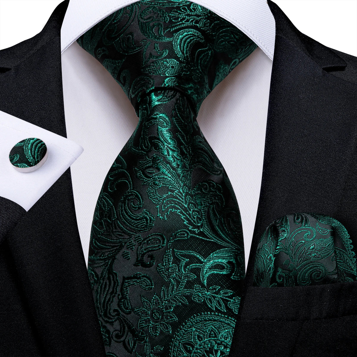 Coffret cravate homme paisley, pochette et boutons – CLEVI Paris