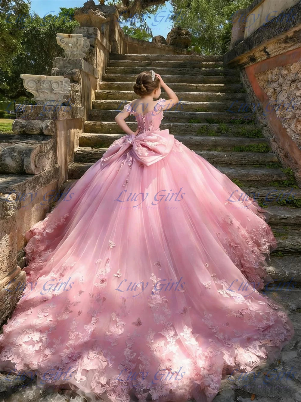 Robe cérémonie fille en tulle et dentelle – CLEVI Paris