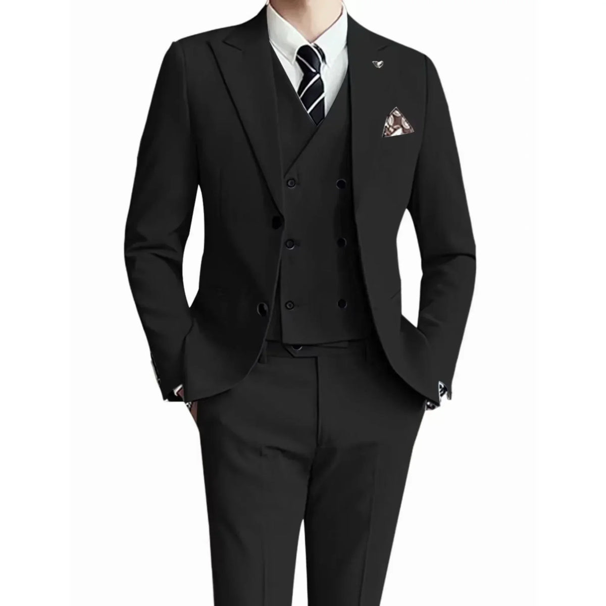 Costume homme 3 pièces uni, veste et gilet – CLEVI Paris
