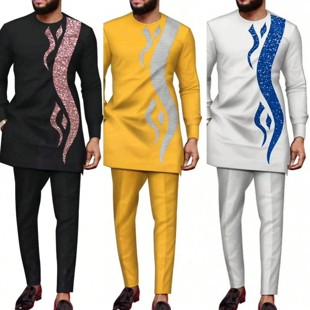 Ensemble 2 Pièces Homme Style Africain Broderie Tuxedo – CLEVI Paris