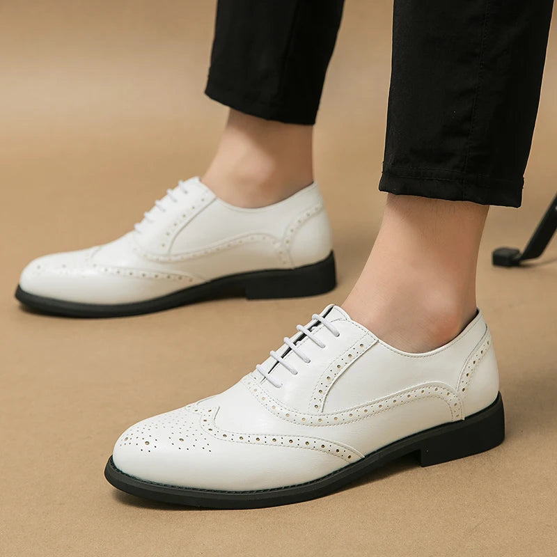 Oxford Cuir Verni Homme Bout Pointu Semelle Caoutchouc Mariage & Business – CLEVI Paris