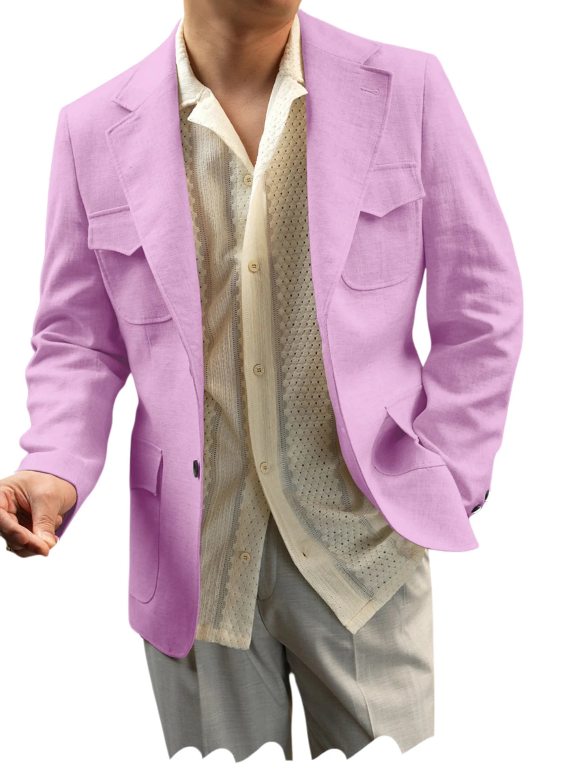 Blazer lin homme beige léger – CLEVI Paris