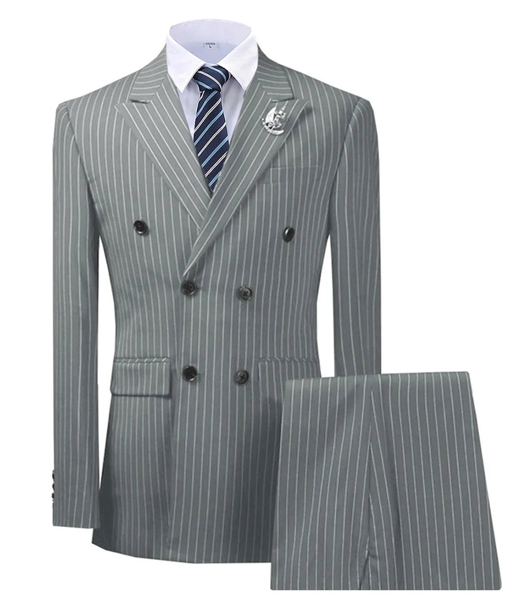Costume 2 pièces homme rayé double boutonnage – CLEVI Paris
