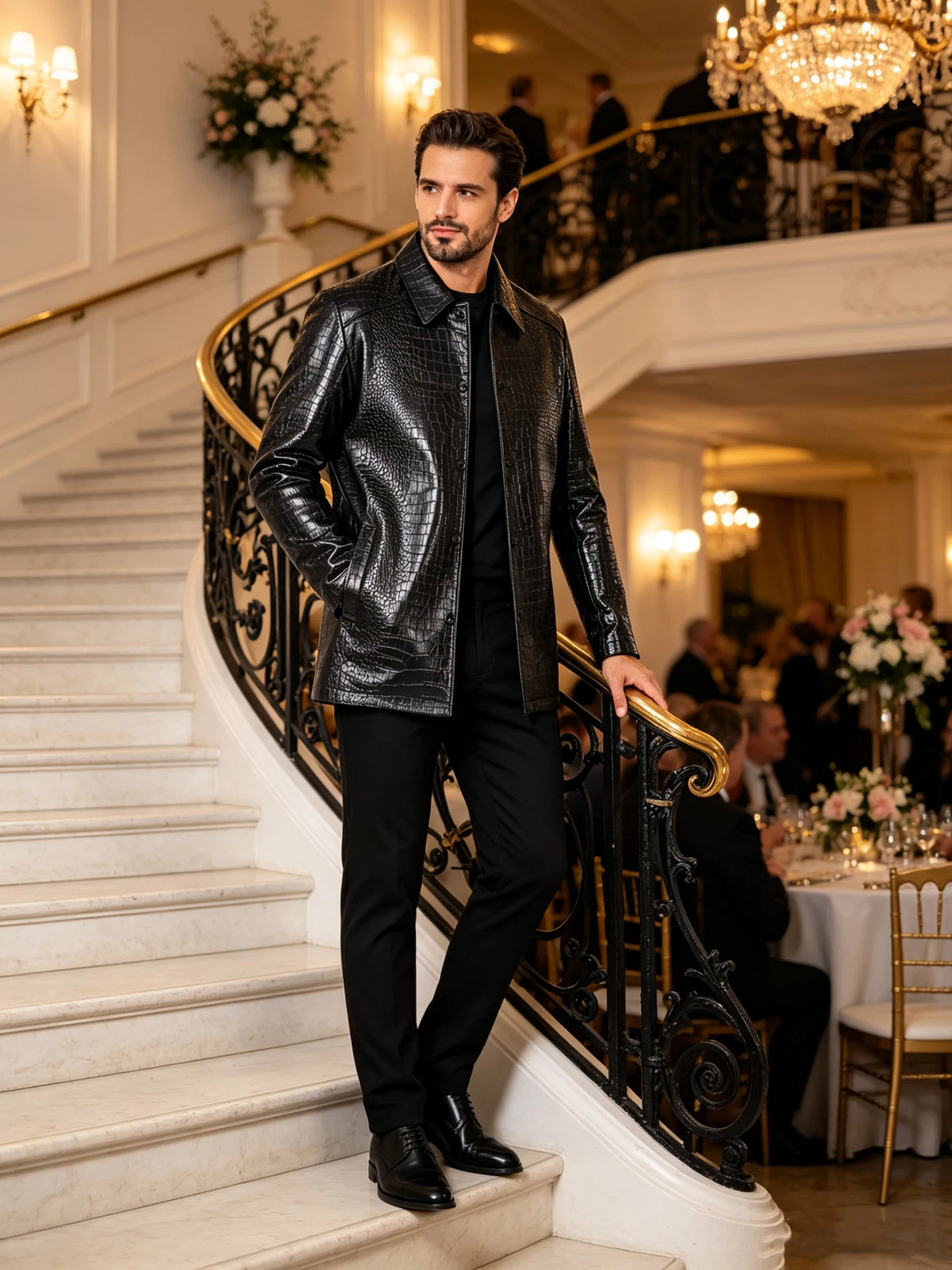 Blazer homme simili cuir motif crocodile – CLEVI Paris