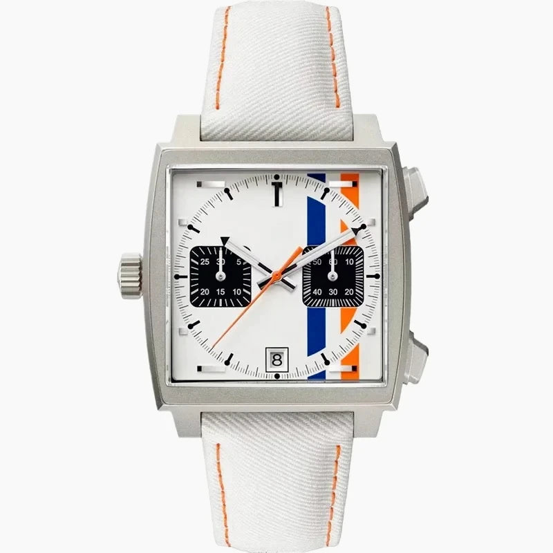 Montre Homme Quartz VK63 Chronographe Acier Saphir Carrée Cuir Date 30M – CLEVI Paris