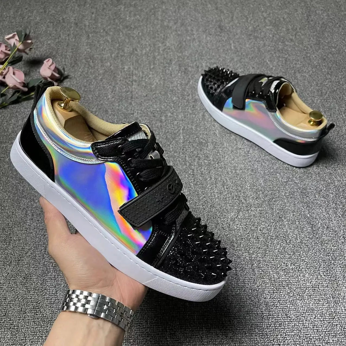 Sneakers Plates Punk Rivets Microfibre Unisexe – CLEVI Paris