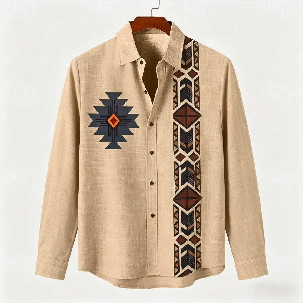 Chemise homme en lin imprimée – CLEVI Paris