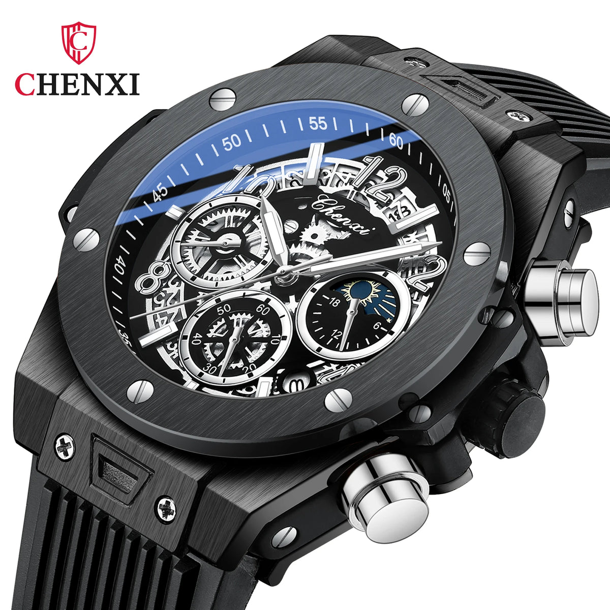 CHENXI 949 Montre Homme Sport Quartz Phases de Lune Lumineuse – CLEVI Paris