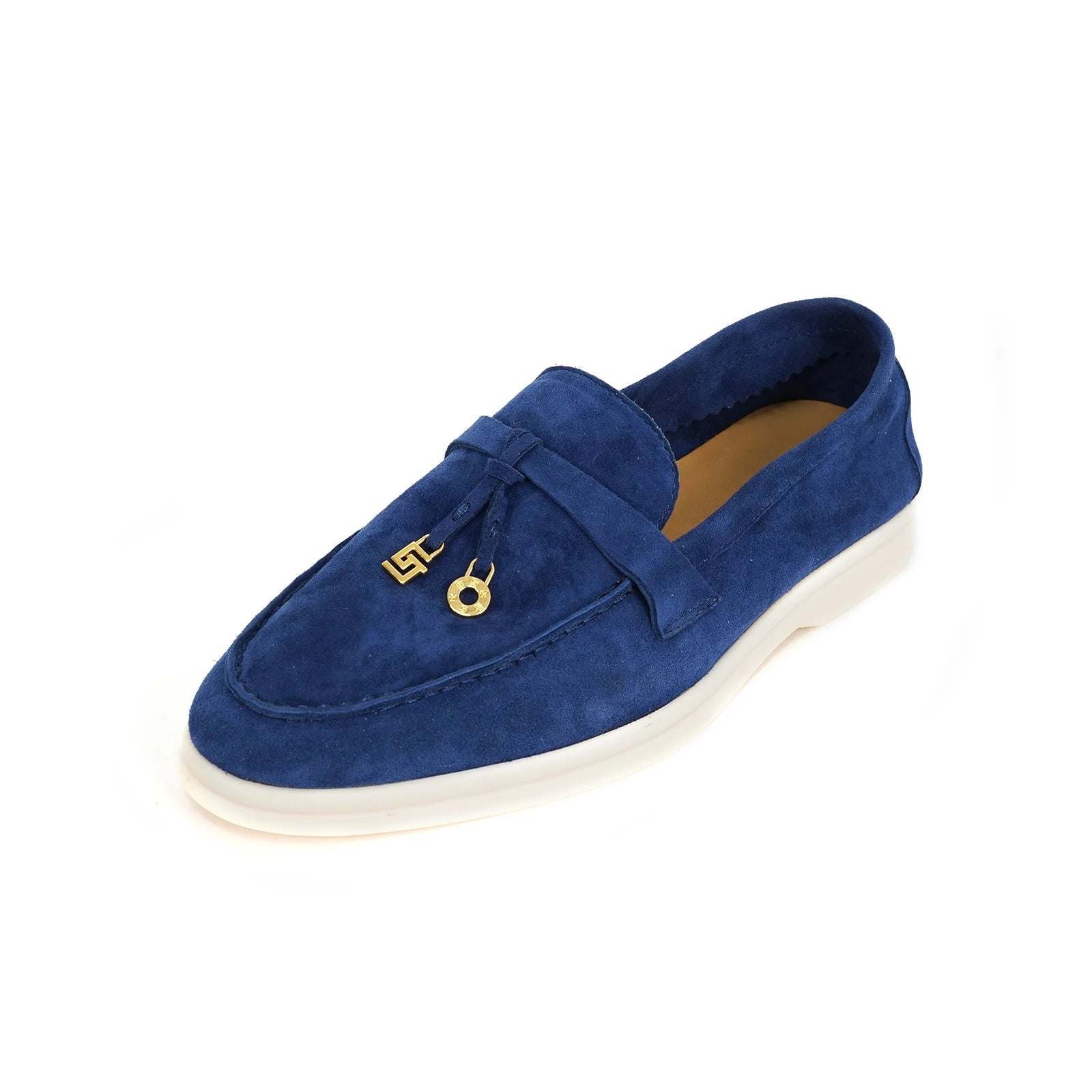 Mocassins Femme Daim Mouton Bout Rond Décoration Métal Slip-On Semelle Antidérapante – CLEVI Paris