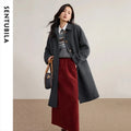 Manteau long femme en laine mélangée à col polo – CLEVI Paris