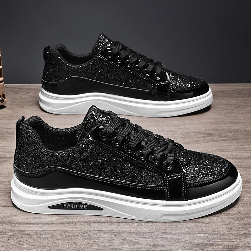Sneakers homme basses en tissu pailleté – CLEVI Paris
