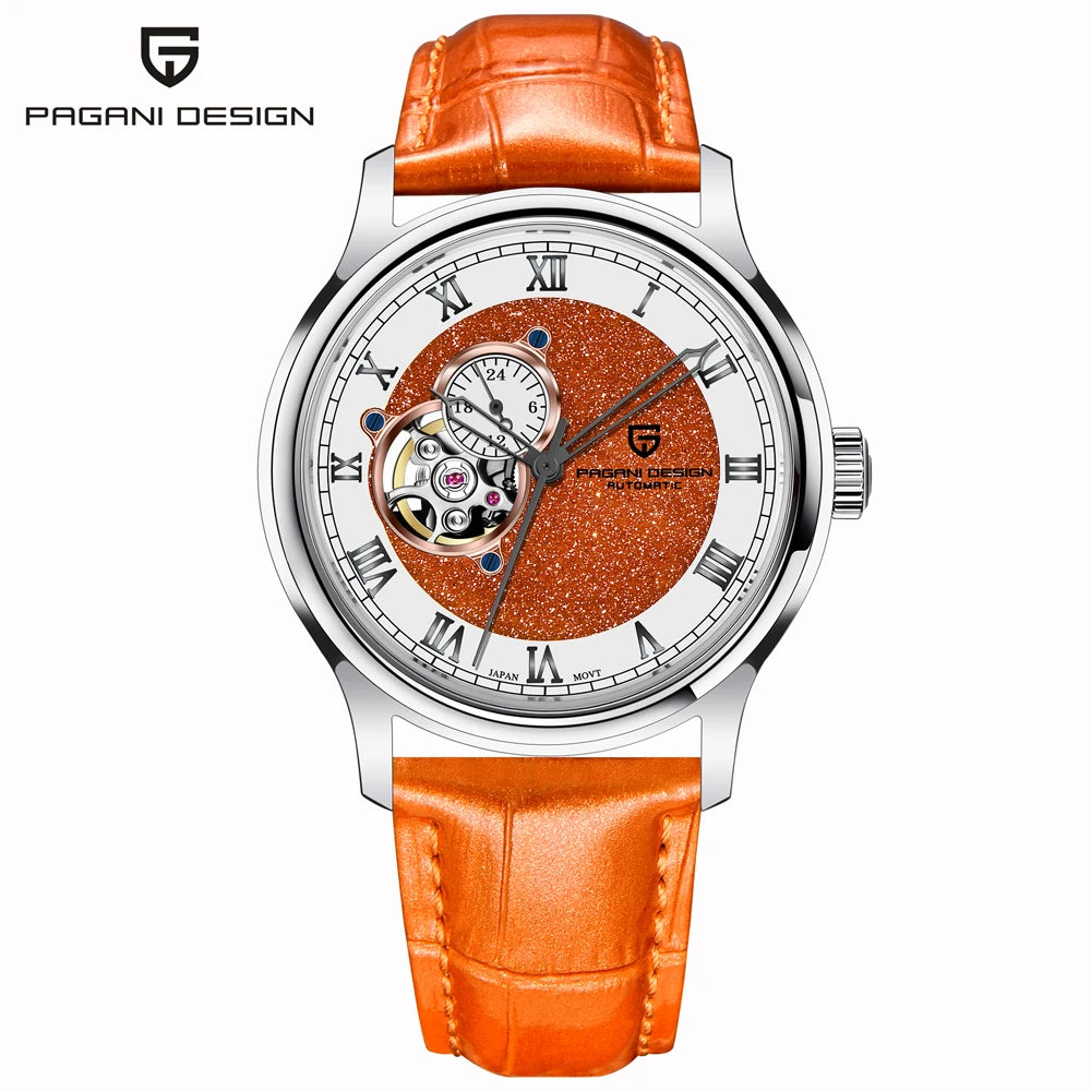 Montre Homme Automatique Tourbillon NH39A Chiffres Romains Saphir AR Cuir Pagani Design PDYS015 – CLEVI Paris