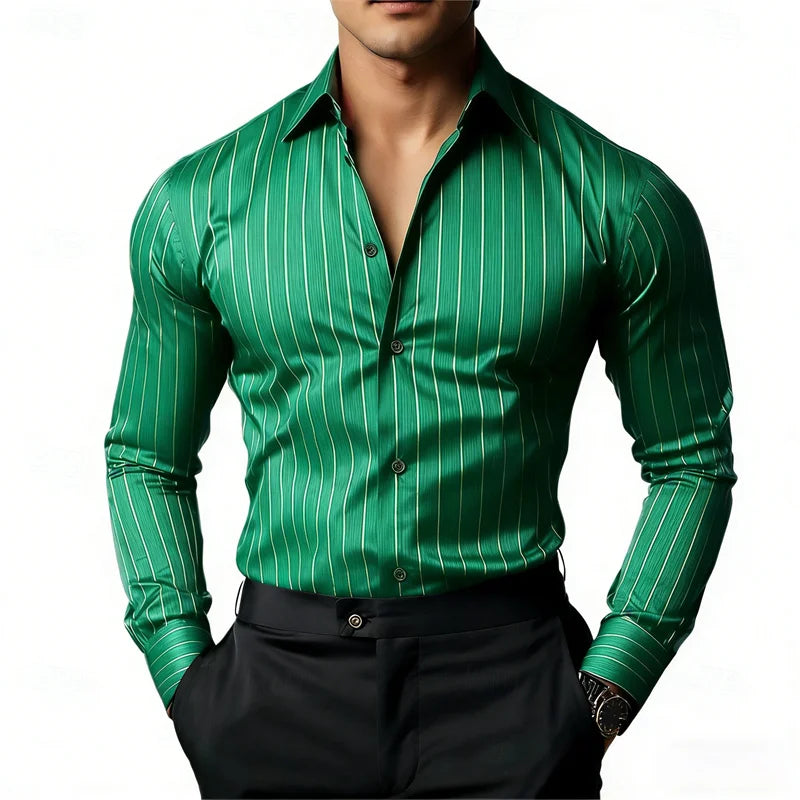Chemise Homme Rayée à Manches Longues – CLEVI Paris