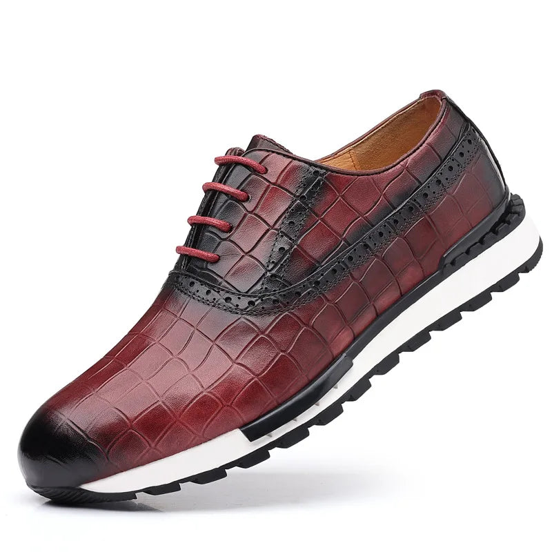 Sneaker Oxford Brogue Homme Cuir Vachette Motif Pierre | Doublure Cuir 7 Coloris