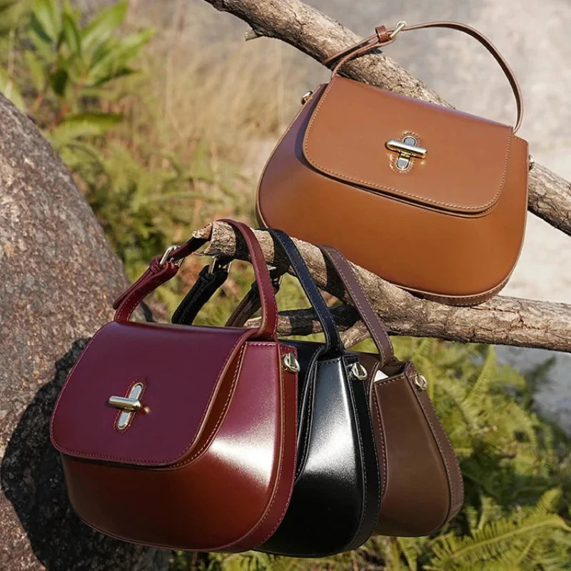Sac Bandoulière Femme Cuir Véritable Style Selle Vintage Luxe Bordeaux – CLEVI Paris