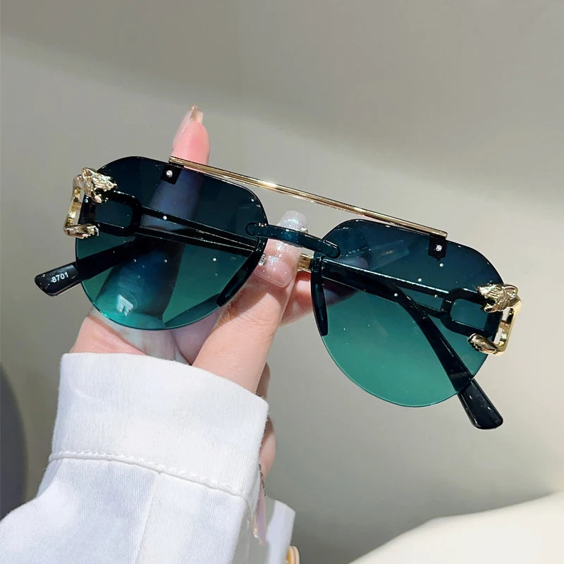 Lunettes de Soleil Aviateur Sans Monture Biseautées Dégradé UV400 Femme – CLEVI Paris