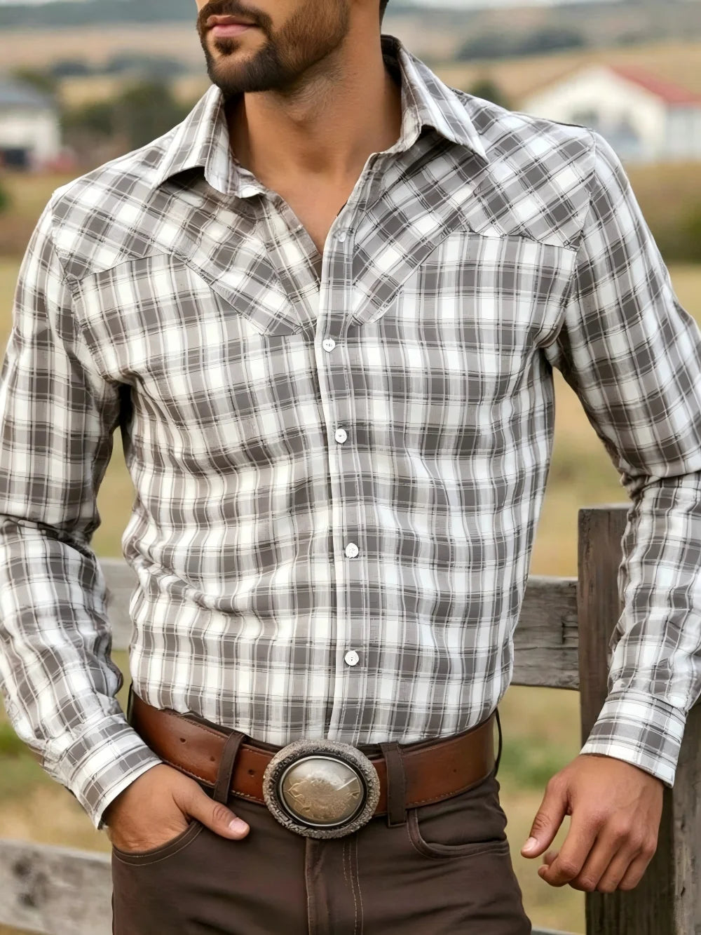 Chemise homme à carreaux manches longues – CLEVI Paris