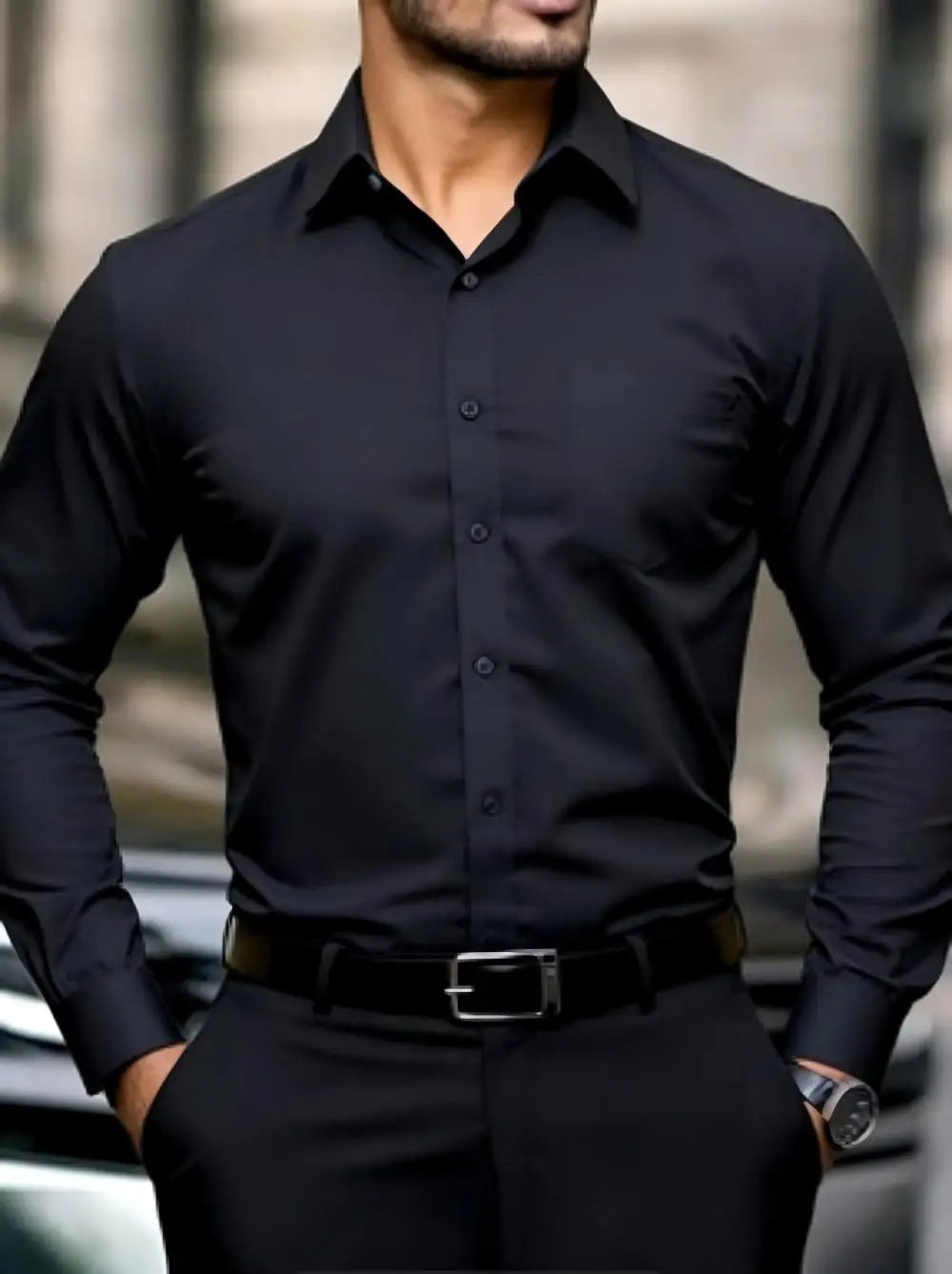 Chemise homme business unie en soie – CLEVI Paris