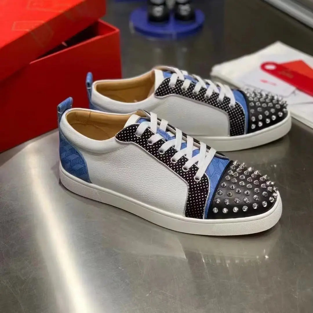 Sneakers Basses Patchwork Rivets Bout Rond Homme – CLEVI Paris