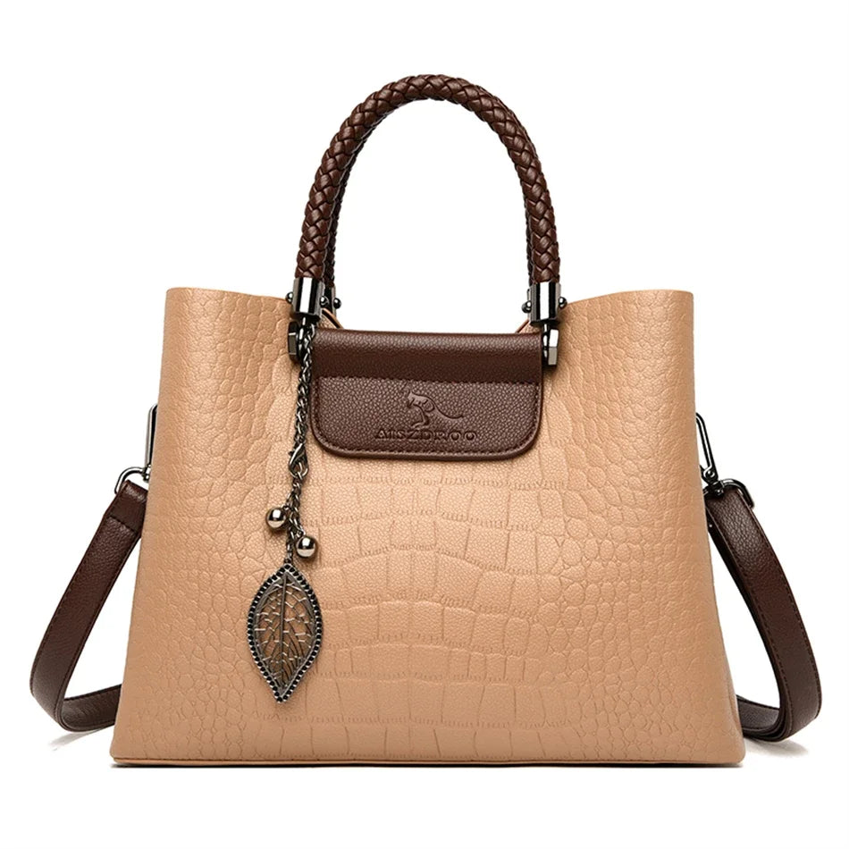 Sac Bandoulière Cuir Motif Croco Femme 3 Poches – CLEVI Paris