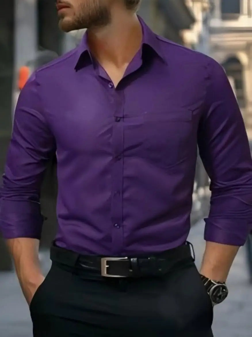 Chemise homme business unie en soie – CLEVI Paris
