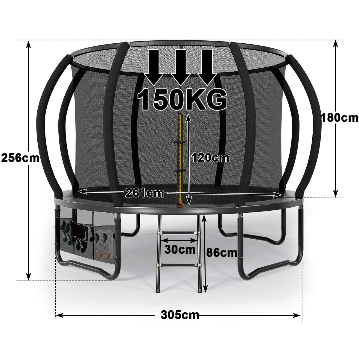 Trampoline de jardin 305 cm avec filet – CLEVI Paris
