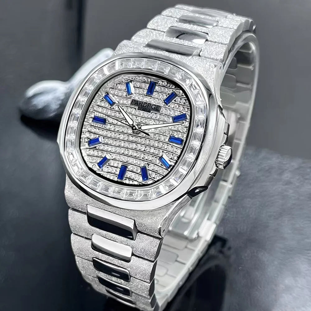 Montre Homme Automatique Carrée Index Diamants Lumineux Acier Huayra – CLEVI Paris