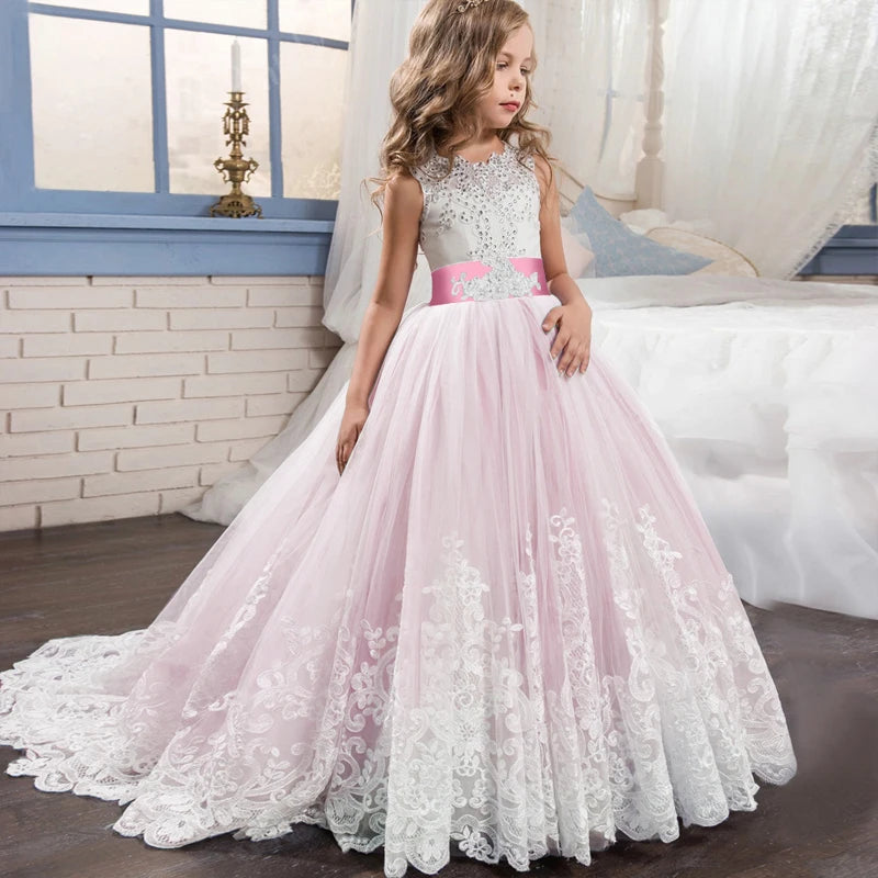 Robe longue cérémonie fille à fleurs – CLEVI Paris