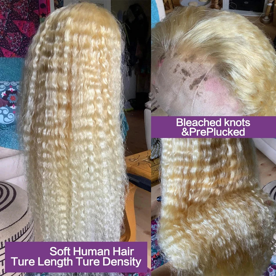 Perruque Bouclée Blonde 613 HD Lace 13x4 13x6 Cheveux Humains – CLEVI Paris