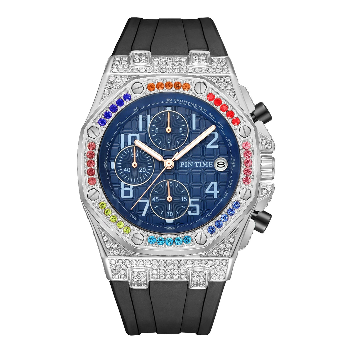 Montre Quartz Diamants Calendrier PINTIME Homme 3 Cadrans – CLEVI Paris