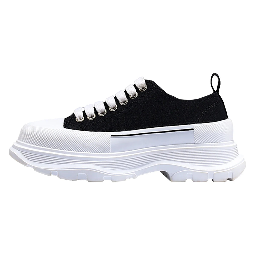 Sneakers Unisexe Canvas Semelle Épaisse Rehaussante Noir & Blanc – CLEVI Paris
