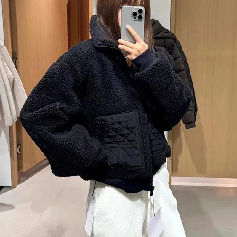 Veste courte femme zippée à col montant – CLEVI Paris