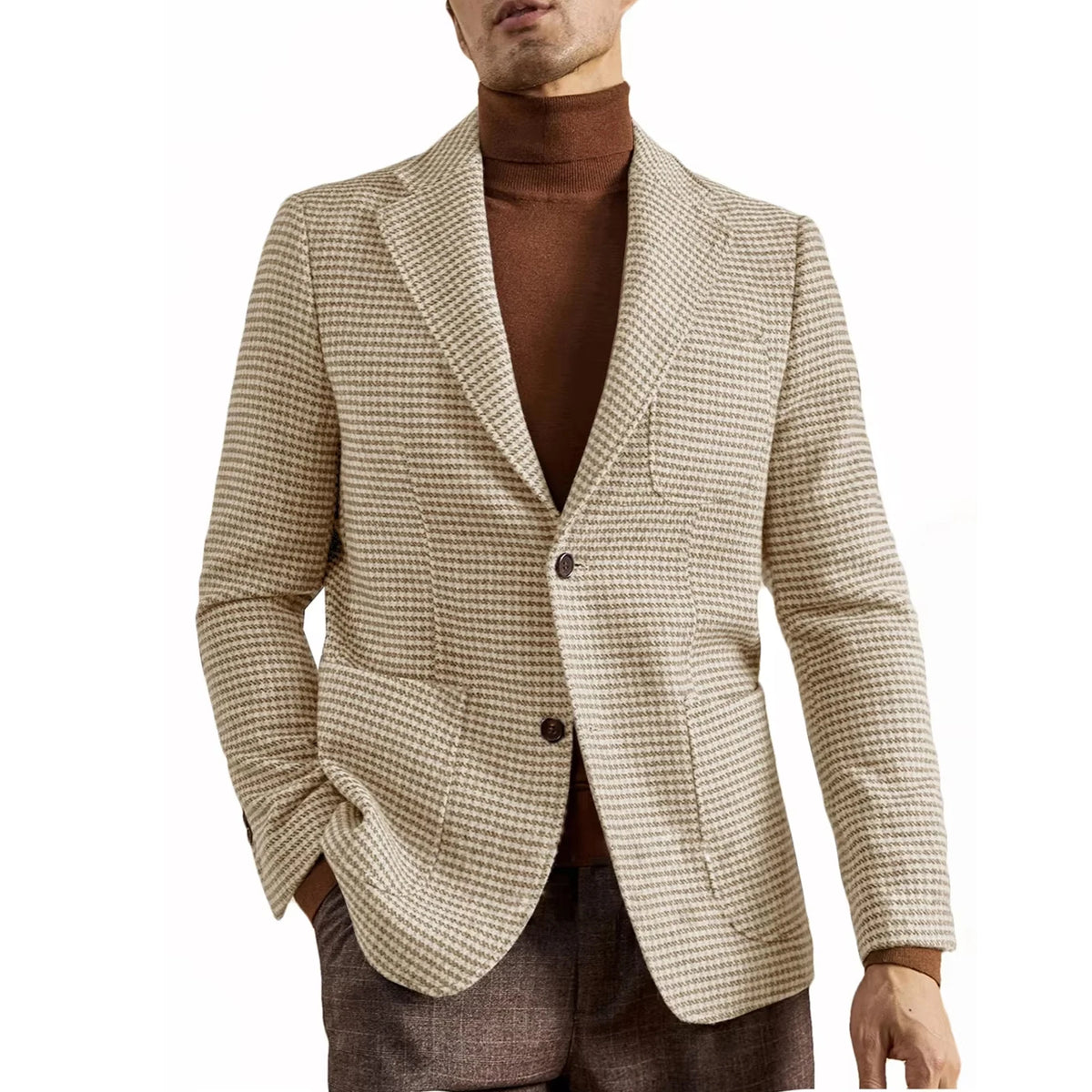 Blazer homme pied-de-poule en laine mélangée – CLEVI Paris