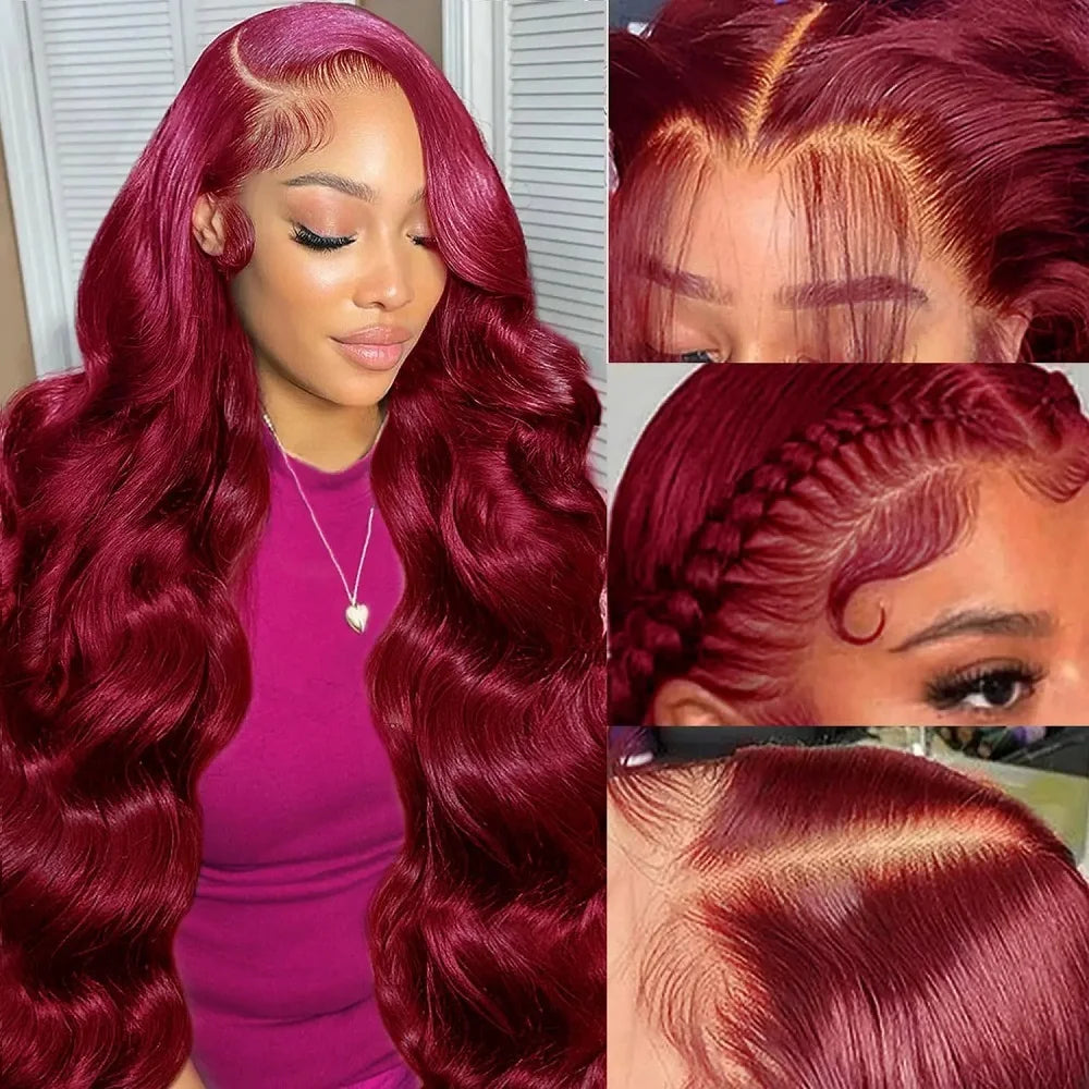 Perruque Lace Front Body Wave #99J Bordeaux Cheveux Humains – CLEVI Paris