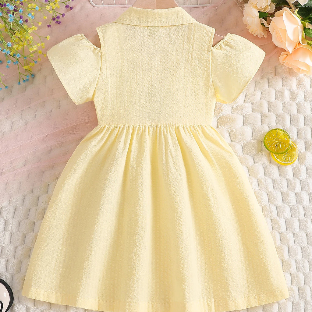 Robe fille en coton à broderie ananas – CLEVI Paris