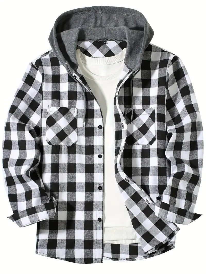 Chemise homme à capuche à carreaux – CLEVI Paris