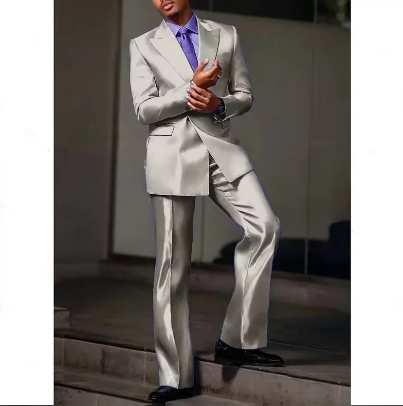 Costume satiné 2 pièces homme – CLEVI Paris