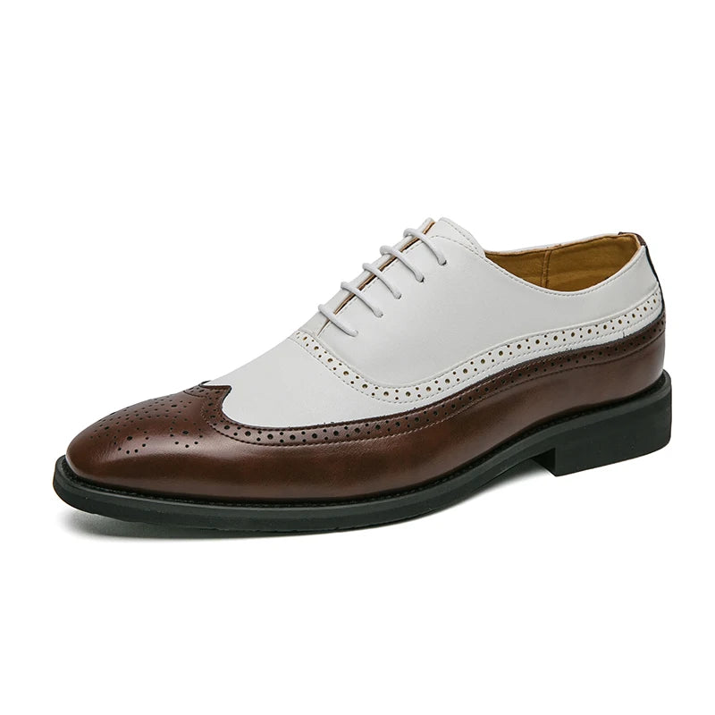 Oxford Brogue Cuir Verni Homme Lacets Business Mariage Bureau – CLEVI Paris