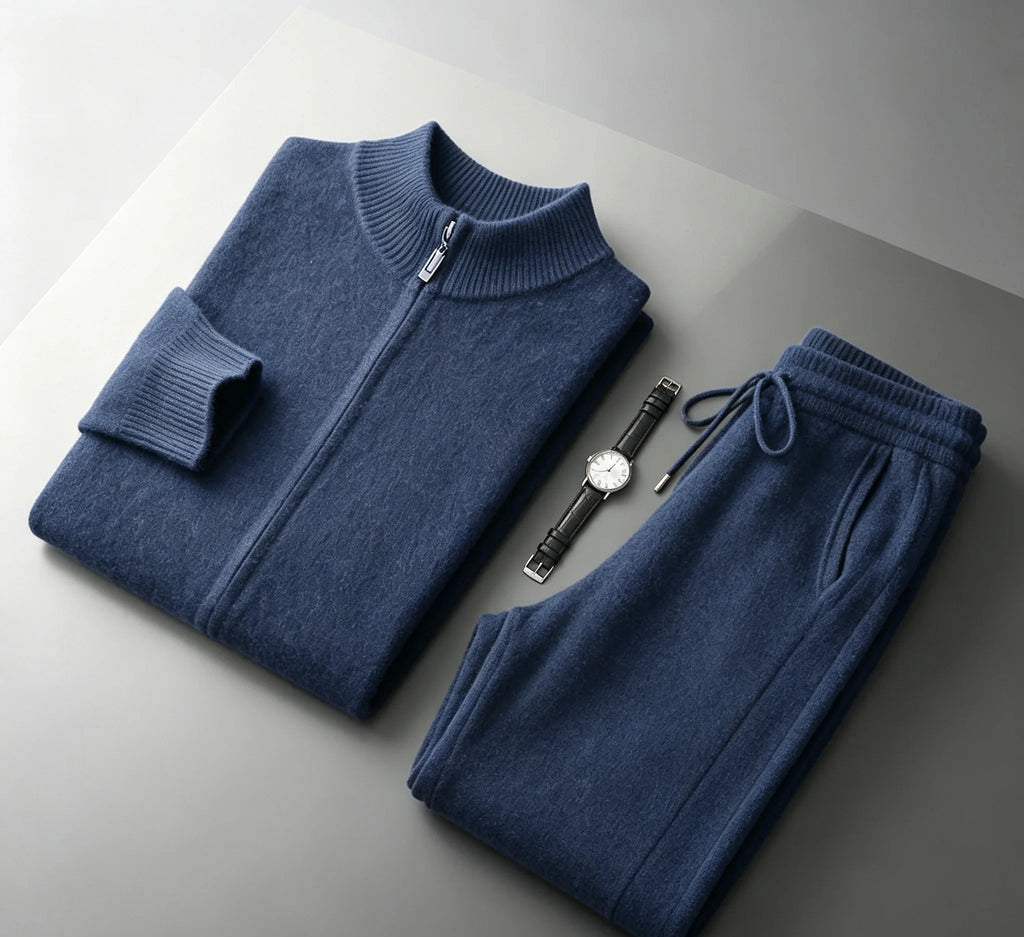 Ensemble homme laine mérinos col montant – CLEVI Paris