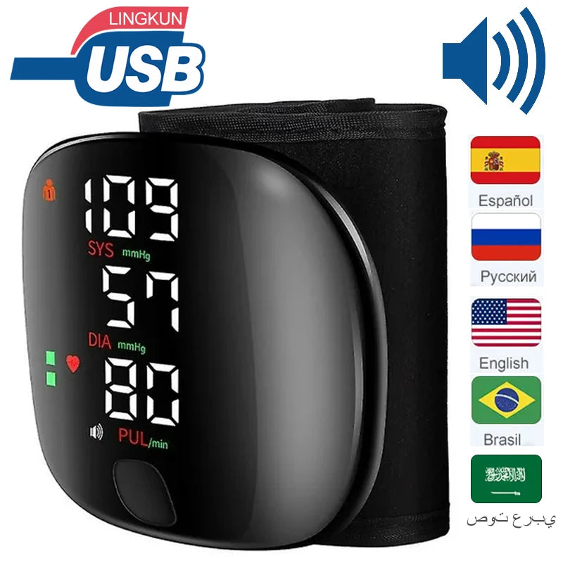 Tensiomètre Poignet LED Rechargeable Vocal 5 Langues – CLEVI Paris