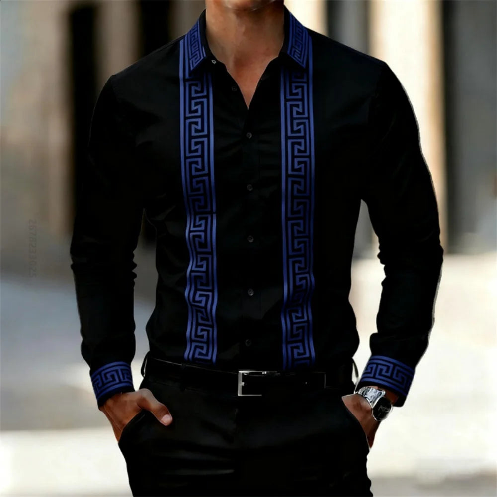 Chemise Imprimée Homme Manches Longues – CLEVI Paris