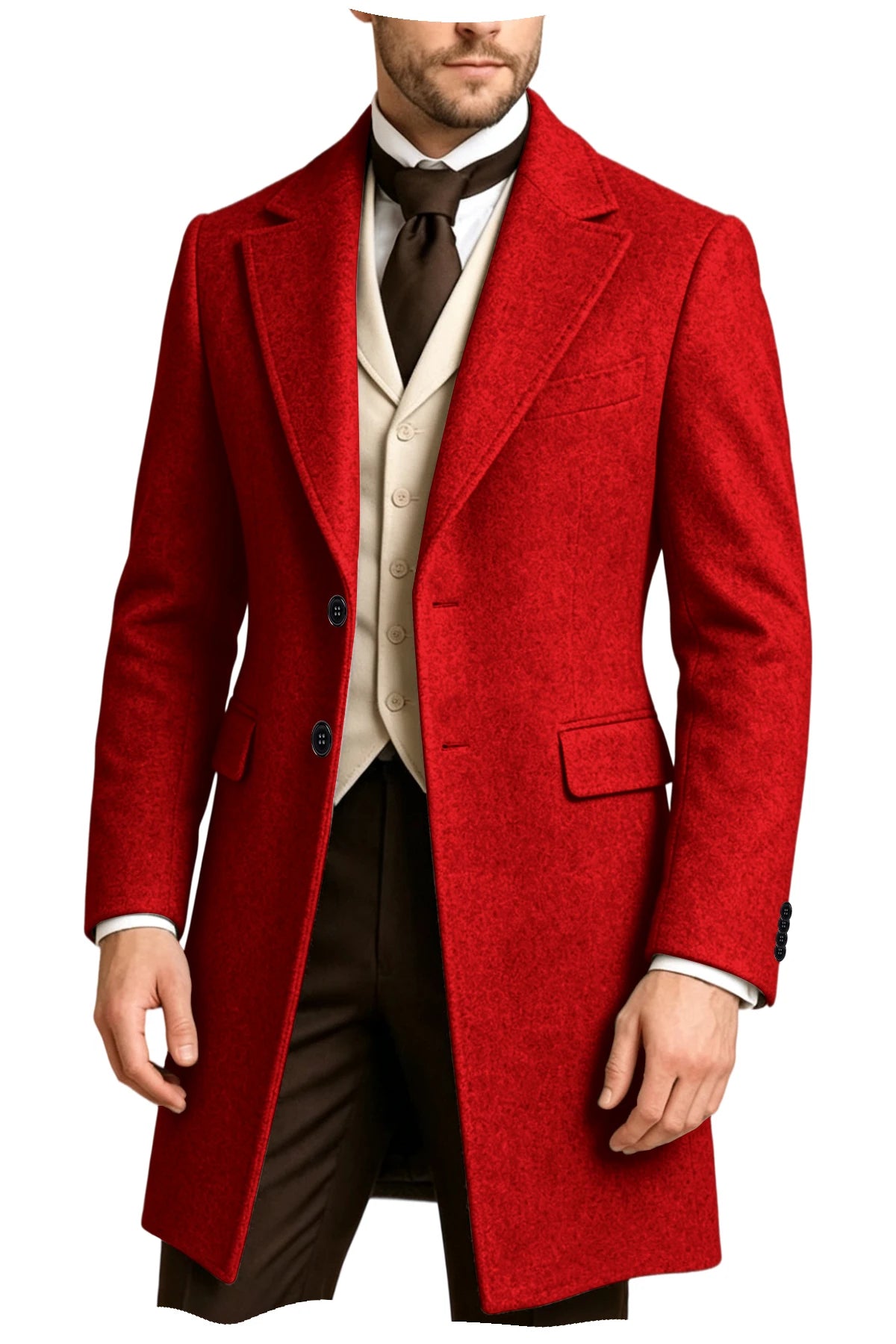 Manteau homme long à revers style rétro – CLEVI Paris