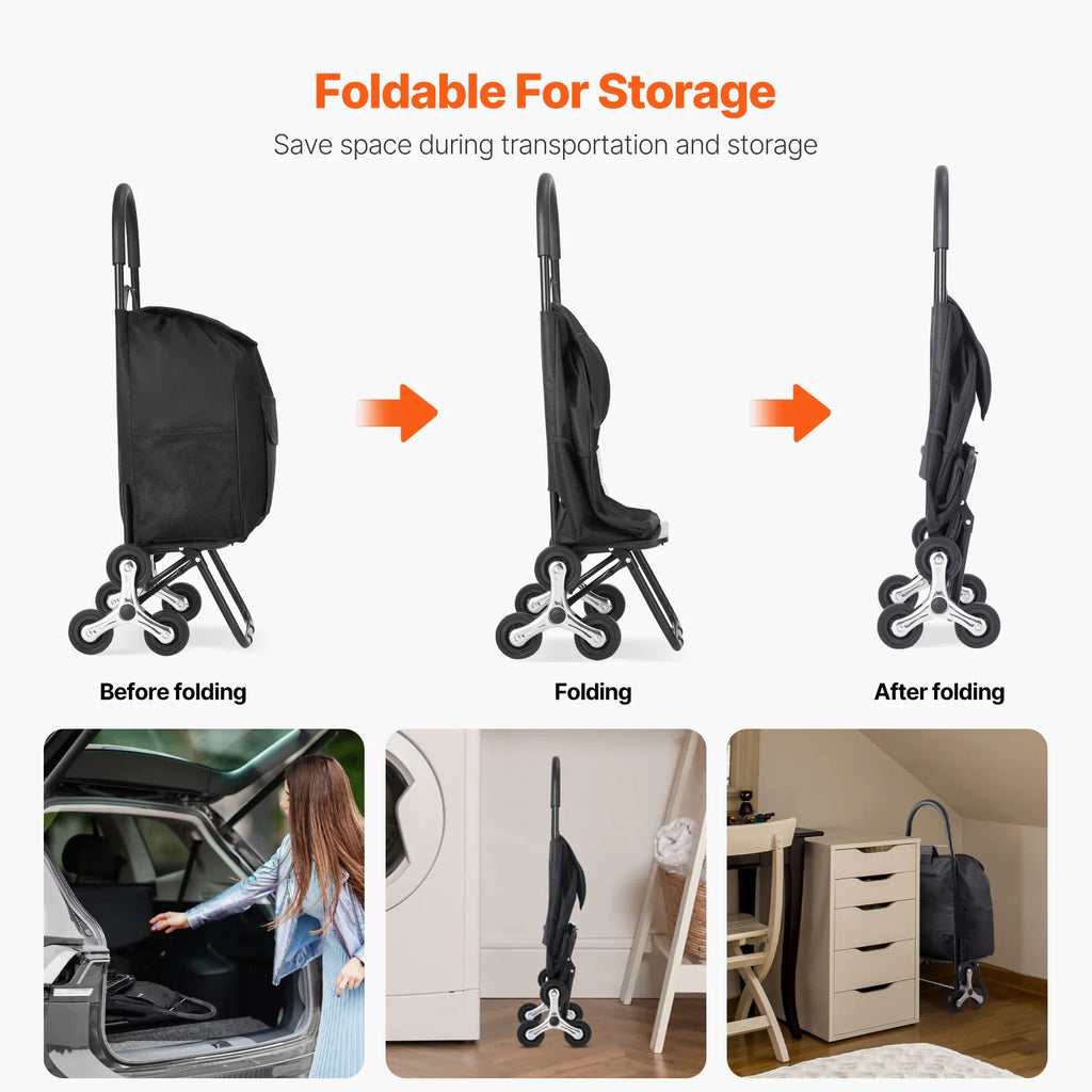 Chariot de courses pliable 36 L monte-escaliers – CLEVI Paris
