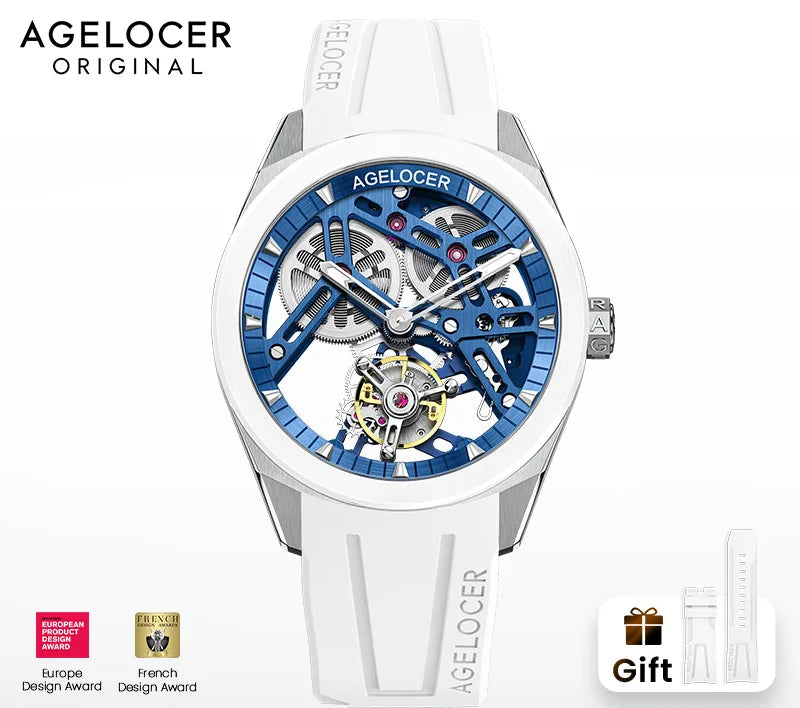 Montre Homme Flying Tourbillon Squelette Lunette Céramique 80h Agelocer Cal.A9001 Prix EID – CLEVI Paris