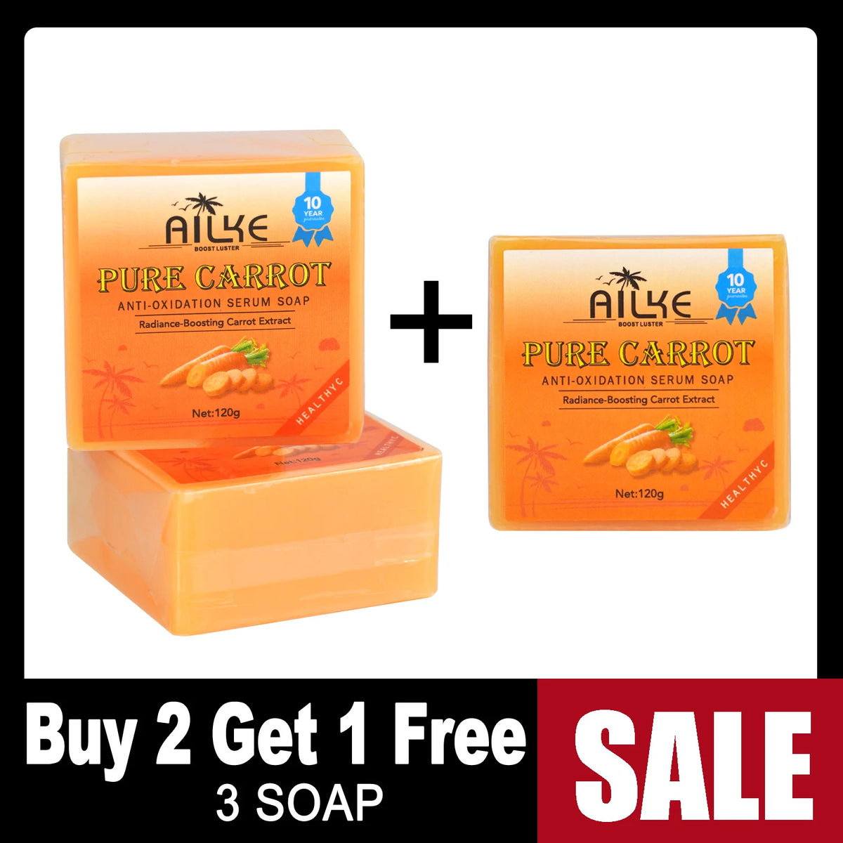 Savon Artisanal AILKE Carotte & Vitamine C 120g – Éclaircissant, Antioxydant & Hydratant – CLEVI Paris