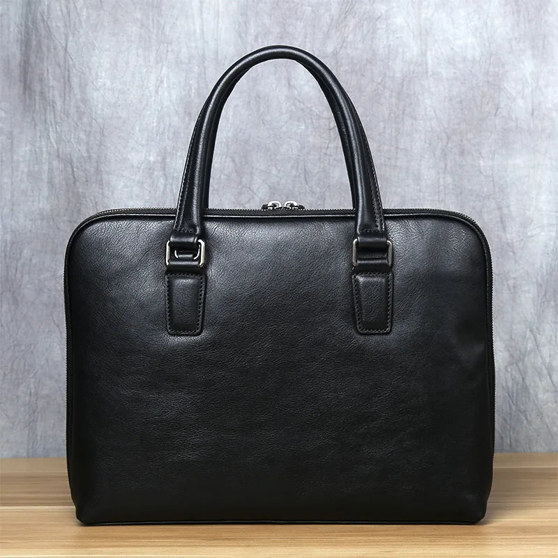 Serviette Homme Cuir Vache Vintage Business Laptop 14" – CLEVI Paris