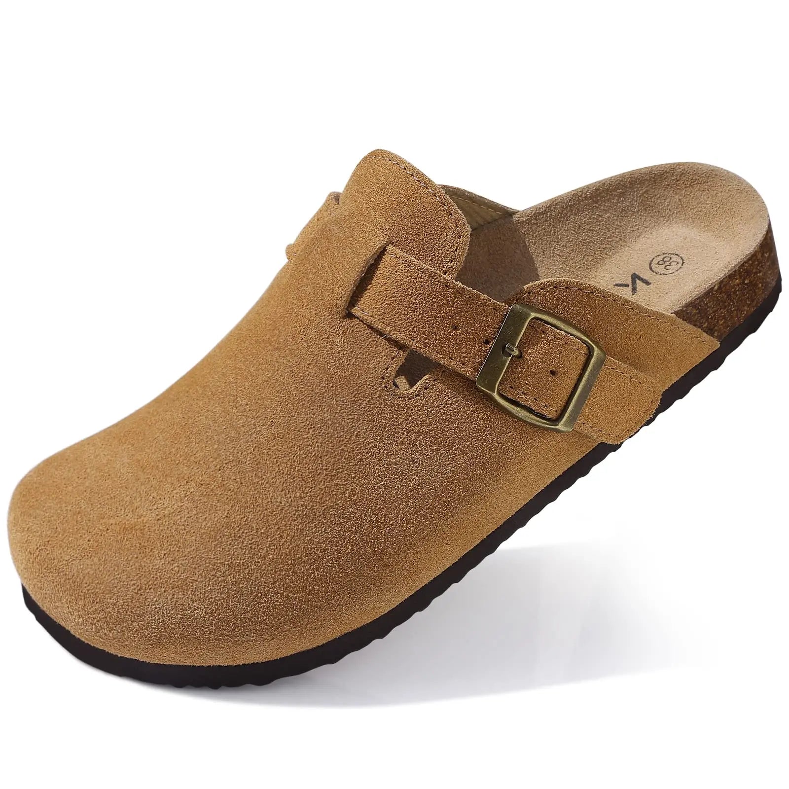 Mules Suède Boucle Métal Semelle Liège Soutien de Voûte | Mixte EU 36-46