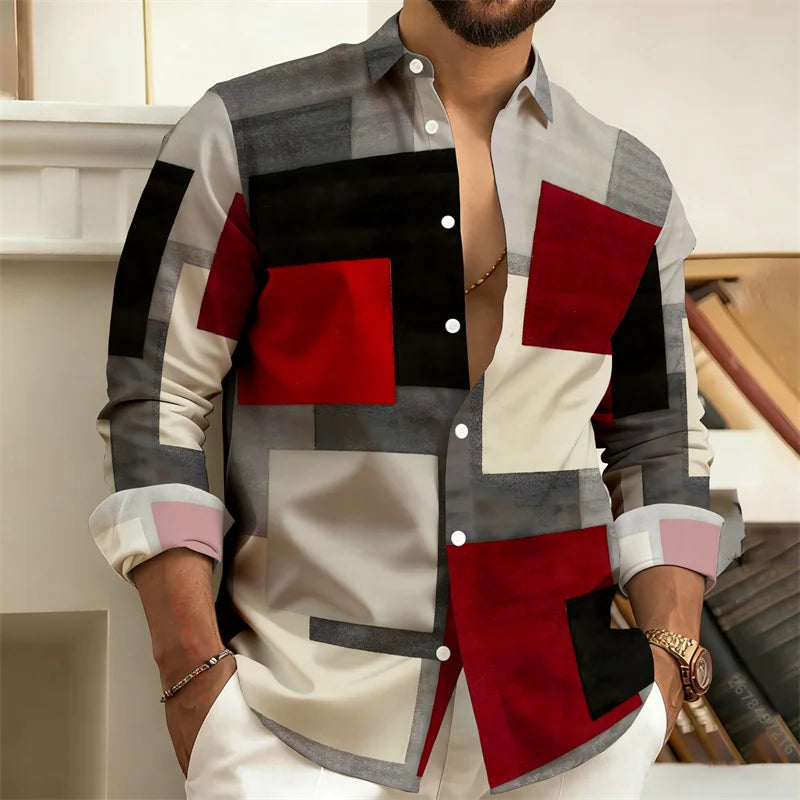 Chemise homme imprimée géométrique – CLEVI Paris