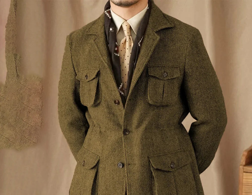 Blazer homme tweed à chevrons – CLEVI Paris