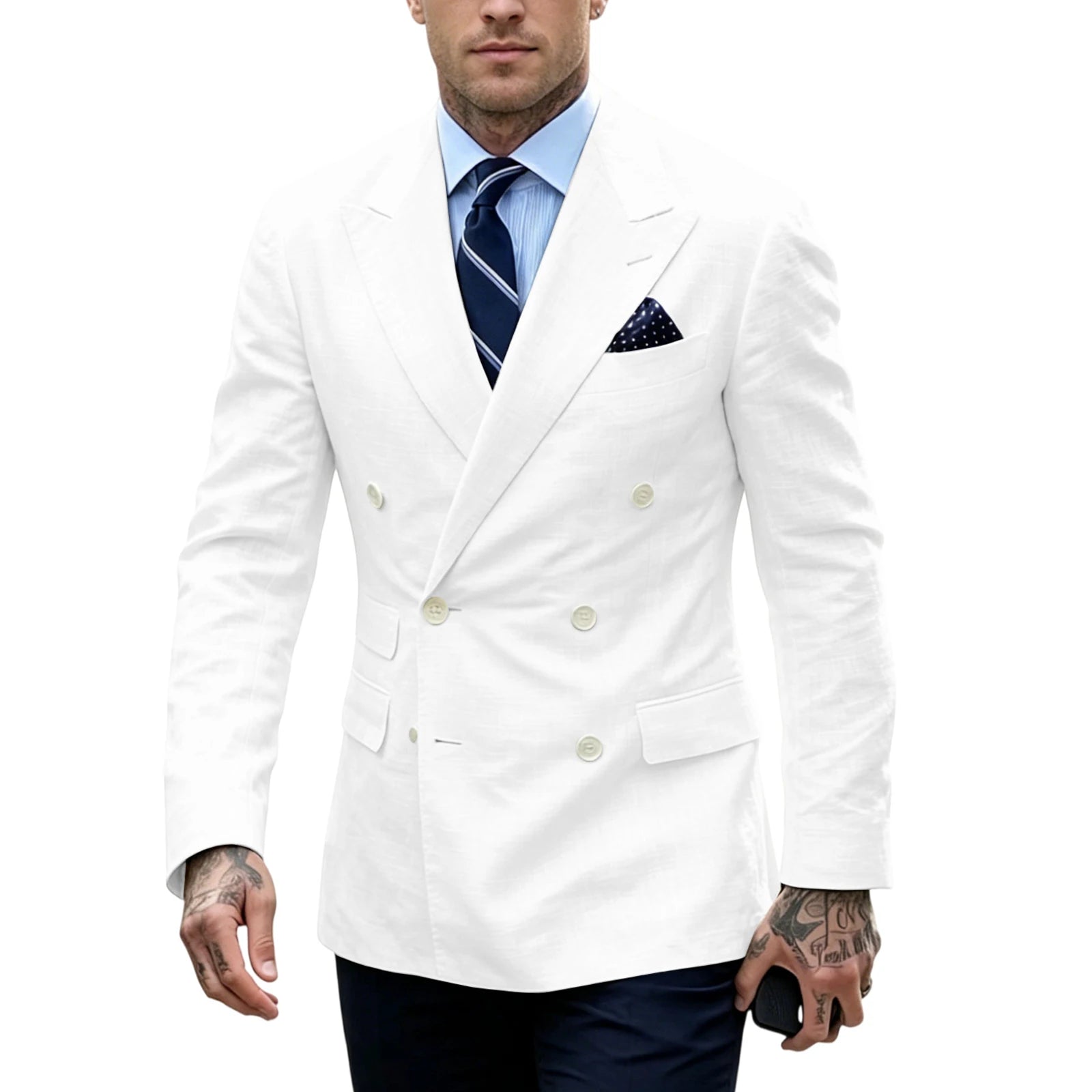 Blazer Homme Double Boutonnage Slim Fit Lin – CLEVI Paris